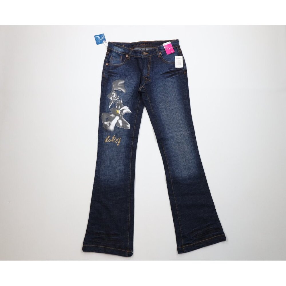 Deadstock Vtg Y2K Lot 29 Womens 5 Babydoll Sylvester Road Runner Flared Jeans